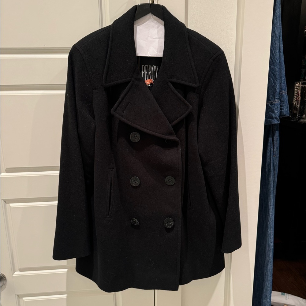 J. Percy Merino Wool Black Peacoat